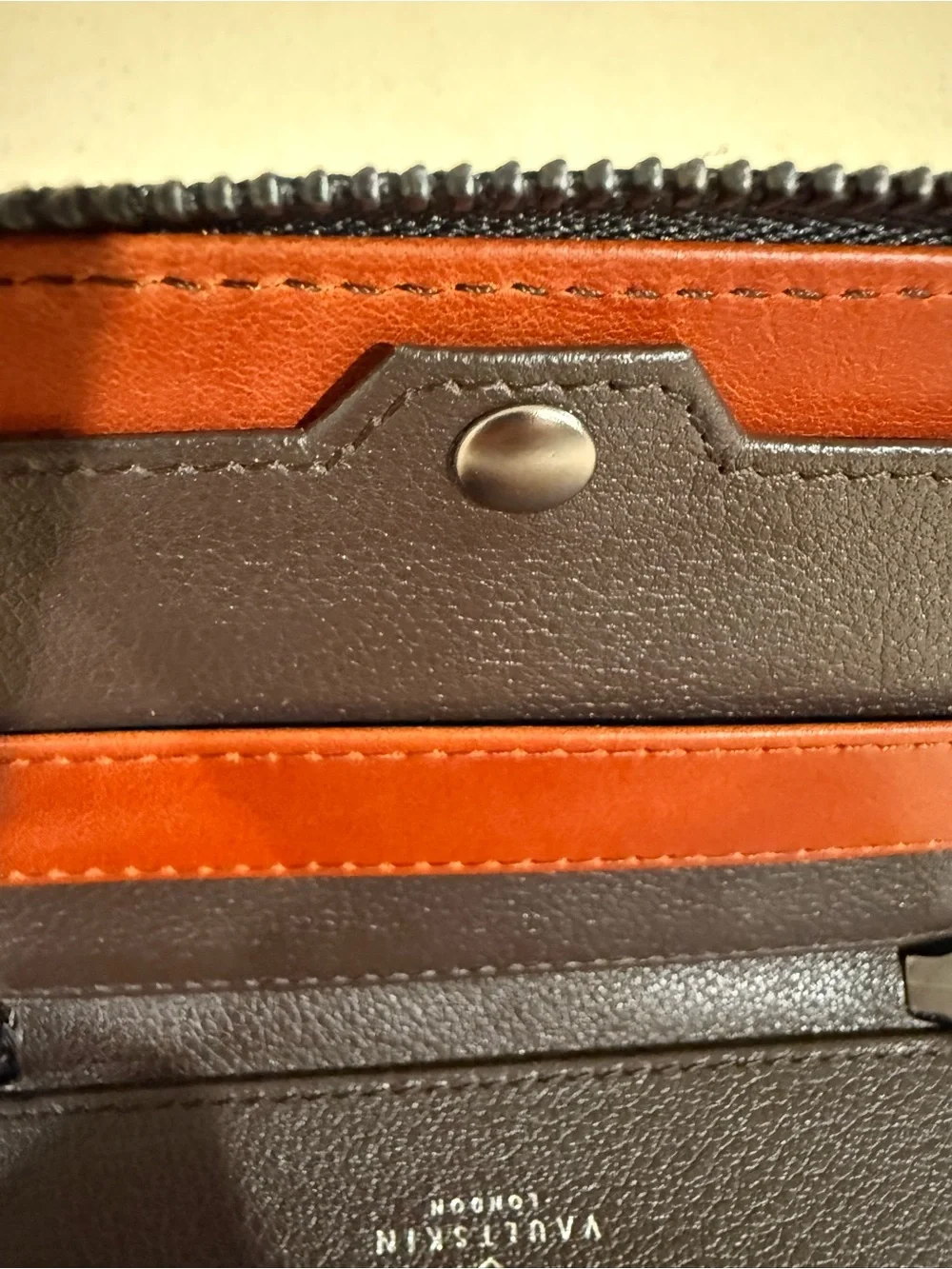 Vaultskin Notting Hill RFID-Blocking Leather Zipper Wallet, Cognac